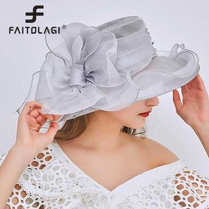 Chapeaux à larges bords Chapeaux de seau Chapeau élégant pour femmes Chapeau d'été organique à large bord Chapeau de protection solaire Kentucky Derby Chapeau pour femmes Église Mariage Plage Chapeau de soleil pliant J240325