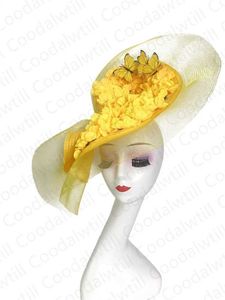 Brede rand hoeden emmer hoeden mode bloem fascinator dames bruiloftshoed elegante kerkhoofdband feest avondcocktail haaraccessoires y240426