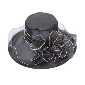 Chapeaux à Larges Bords Chapeaux Seau Mode Dames Robe De Mariage Organza Chapeau Église Fleur Chapeau Élégant Derby Chapeaux Filles Large Bord Pare-Soleil Casquette De Course Bandeau De Mariée