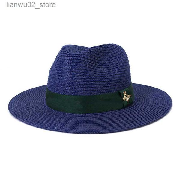 Sombreros de ala ancha Sombreros de cubo Sombreros de paja de moda Sombrero de cubo de lujo para hombres Mujeres Color sólido Jazz Cap Top Caps Diseñador Sombrero de Panamá con cinta verde roja Sombrero para el sol Q240312
