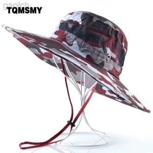 Chapeaux à larges bords Chapeaux de seau Mode tactique camouflage chapeau de soleil hommes chapeau de pêche en plein air large bord Protection UV chapeau femmes Camping chapeau été randonnée os 24323