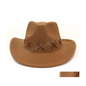 Large Brim Chapeaux Seau Chapeaux Mode Femmes Cowgirl Cap À La Main Roll Up Brim Western Cowboy Chapeau Pour Hommes Gentleman Sombrero Hombre Ja Dh1Ay