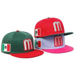 Sombreros de borde anchos sombreros de cubo de la moda m letra bandera mexicana béisbol bordado c algodon