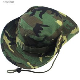 Chapeaux larges à bord Chapeaux seau Chapeau de seau de camouflage militaire à la mode chapeau de pêcheur de camouflage de jungle large chapeau de seau de pêche au soleil marron chapeau de camping C24326