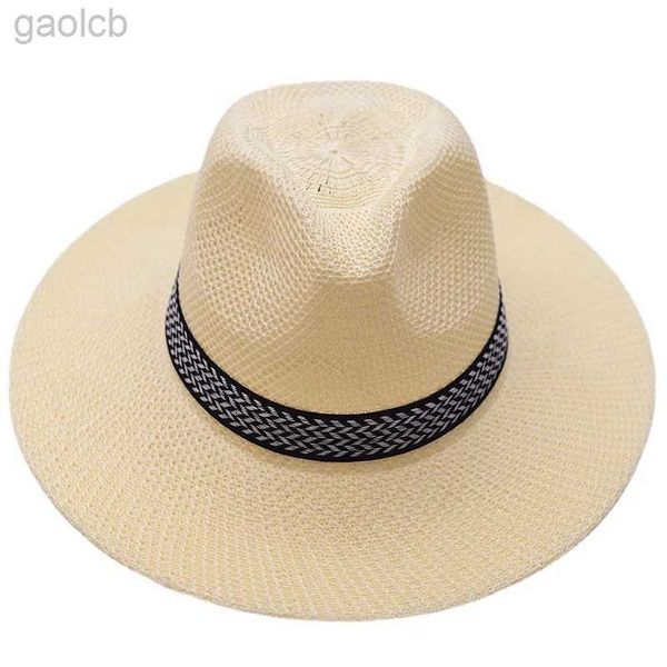 Chapeaux à larges bords Chapeaux de seau Expédition rapide rapide Chapeau de paille à large bord Chapeau d'été décontracté Fedora Voyage Chapeau de soleil décontracté pour hommes Style simple 24323