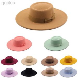 Chapeaux à large bord chapeaux seau Fedora femmes plat dôme conception automne hiver arc Jazz chapeau coloré unisexe large marron chapeau Panama 24323