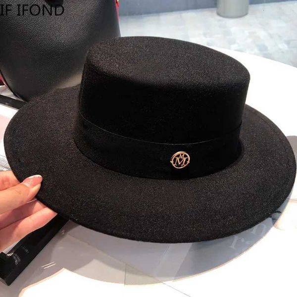 Sombreros de ala ancha Sombreros de cubo Fedora para mujer Top plano Moda elegante Vestido de bolos Sombrero Panamá Iglesia Boda Cinta Banda Sombrero Hombre Fieltro Jazz Sombrero J240325