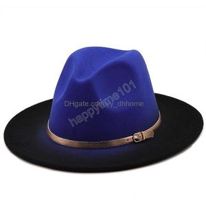 Brede rand hoeden emmer hoeden fedoras bk voelde fedora hoed voor vrouwen mannen dames top jazz cap vrouw man caps vrouwelijke mannelijke bowler hoeden aut dh36o