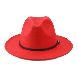 Sombreros anchos sombreros de cubo sombrero de fieltro para hombres mujeres trilby bullugar sombrero de jazz sombrero de veloz con hebilla de cinturón Y240425