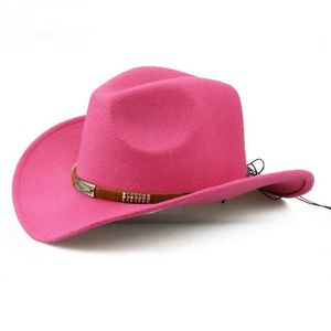 Chapeaux à bord large chapeau de seau de seau chapeau pour hommes femmes Fedora chapeau en style cowboy Fedora avec ceinture y240425