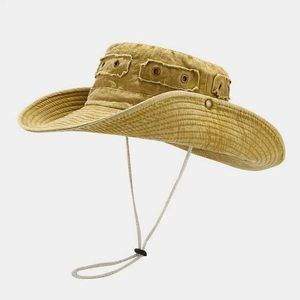 Brede rand hoeden emmer hoeden vier seizoenen pure katoenen emmer hoed visser hoed buiten reizen zon c mannen en vrouwen 170 j240429