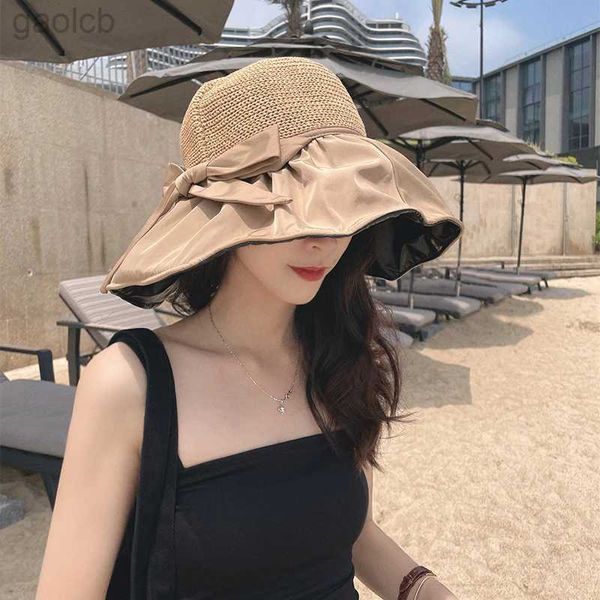 Chapeaux à larges bords Chapeaux de seau Fox Bucket Chapeaux de soleil Été Femmes Papillon Tricoté Maille Top Protection UV Parasol Réglable Coupe-Vent Extérieur 2021 Nouveau 24323