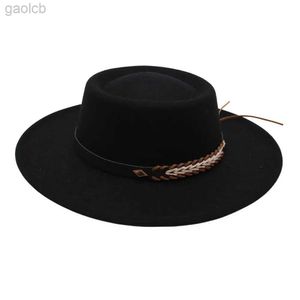 Chapeaux à Larges Bords Chapeaux Seau Église Française Bowling Femmes Fedora Chapeau Charmant Laine Hommes Jazz Feutre Chapeau Élégant Large Marron Femmes Banquet Chapeau Automne Hiver Robe Chapeau 24323