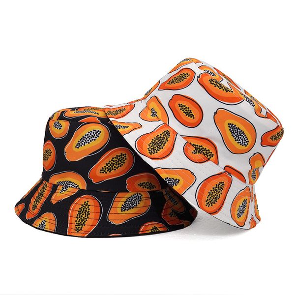 Chapeaux à large bord chapeaux de seau fruits papaye coton imprimé chapeau de pêche femmes hommes Hip Hop Panama seau chapeau soleil pêcheur chapeaux casquettes 230905