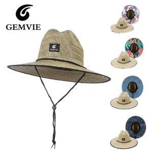 Brede rand hoeden emmer hoeden Gemvie dameslevens hoed strand stroming hoed buiten afdrukken wijd bruine panama zomer hoed j240325