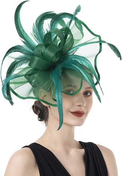 Chapeaux à bord large chapeau seau de seau fille dame église clip fascinateurs chapeau femme plume chapeau couches organza mariage royal race race accessoires