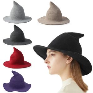 Brede rand hoeden emmer hoeden Halloween heksenhoed heren dames wollen breien hoed punty grote riem visser hoed persoonlijkheid vakantie feestelijke feesten geschenken
