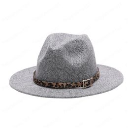 Sombreros de ala ancha Sombreros de cubo Moda de alta calidad Mujeres de lana Fieltro Jazz Fedora Sombreros con cinturón de leopardo Ala ancha Panamá Hombres Fiesta We Dhkjn