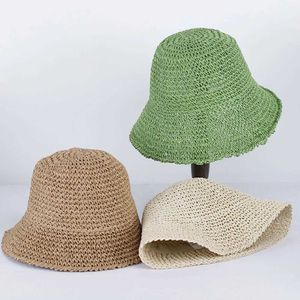 Brede rand hoeden emmer hoeden janese strik hoed dames zomer ademende strand vakantie opvouwbare zonnebrandcrème vissenmans hoed 16colors j240425