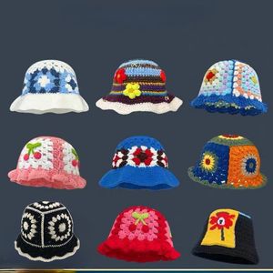 Brede rand hoeden emmer hoeden Japanse retro holle bloemen met de hand break-fisherman hoed dames herfst en winter zoete en modieuze casual emmer bob cap 230529