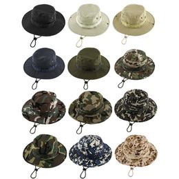 Hoeden met brede rand Emmerhoeden Jovivi Outdoor Boonie-hoed Brede rand Ademend Safari Vissen Hoeden UV-bescherming Opvouwbare militaire hoed Klimmen Zomerhoeden Caps 230615