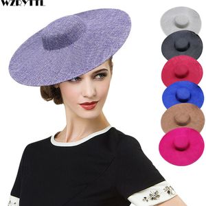 Brede rand hoeden emmer hoeden dames fascinators millinery hat base feest bruiloft sinamay hoed witte brede fedora kopstuk haaraccessoires 230422