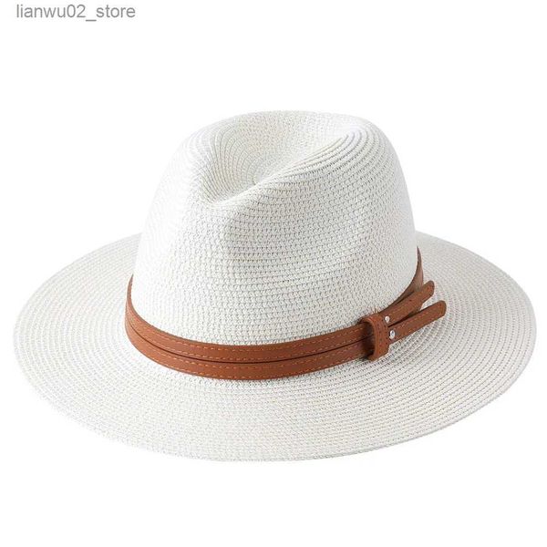 Sombreros de ala ancha Sombreros de cubo Tamaño grande 56-58 59-60 cm Nuevo Sombrero de paja de Panamá natural Verano Hombres Mujeres Playa de ala ancha Protección UV Sombrero para el sol Fedora al por mayor Q240312