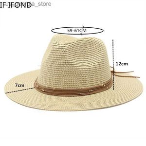 Large Brim Hats Chapeaux de seau Grande taille 60CM nouveau chapeau Str 7cm bord été refroidissement plage chapeau de soleil fête en plein air Panama jazz chapeau Sombreros De Mujer Y240319