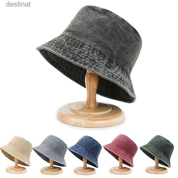 Chapeaux larges Chapeaux seau Blanchisserie denim seau chapeau large bord coton pêcheur chapeau été Panama chapeau de soleil en plein air été plage chapeau de pêche C24326