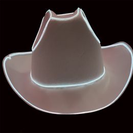 Chapeaux à large bord Chapeaux seau Chapeau de cowboy à LED Chapeau lumineux clignotant Chapeau à led clignotant Lumières clignotantes Chapeau de cowgirl Chapeau de mariée à led Noël Mariage Lumière froide Y2k 230703