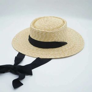 Chapeaux à larges bords Chapeaux de seau Chapeau de soleil pour femmes de loisirs Qin tie chapeau d'été chapeau de plage en plein air large chapeau de blé marron chapeau de paille Carnotti Derby chapeau de voyage de vacances J240325