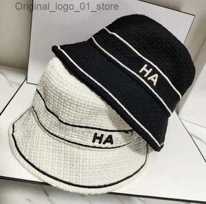 Brede rand hoeden emmer hoeden luxe designer emmer hoeden zwarte heren wit geweven hoeden dames mode herfst fedora gemonteerd sunhat Q240408