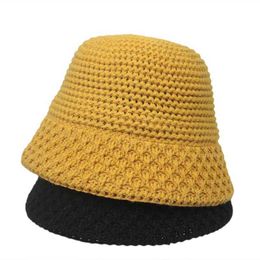 Brede rand hoeden emmer hoeden maxsiti u brei bucket hoed vrouwen herfst winter mode eenvoudige zwart warm wollen bassin cap vintage weefcasual hoed