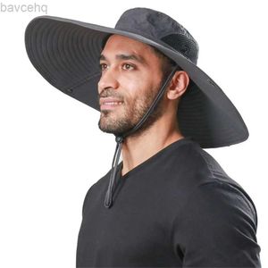 Chapeaux à bord large chapeau seau pour hommes 15 cm de gros rusteur large chapeau pêcheur extérieur imperméable chapeau de soleil couch