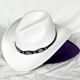 Chapeaux à large bord Chapeaux de seau Chapeau de cowboy monochrome pour hommes Jazz Top Dames Bouclés MS Fedora Knight Grand Ethnique Panama 230822