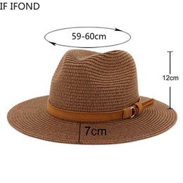 Hoeden met brede rand Emmerhoeden Nieuwe grote 59-60CM Panamahoed zomerzonnehoed heren strandstrooien hoed UV-bescherming hoed Chapeau jazz driehoekshoed J240325