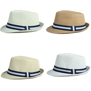 Chapeaux à bord large chapeau seau Nouveau Summer Fedora Mens Hat élégant Retro Femmes Blanc Beige Brim Top Jazz Beach Unisexe C J240429