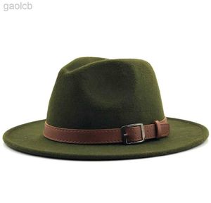 Hoeden met brede rand Emmerhoeden Nieuwe wol Fedora hoed Hawkins vilten hoed brede rand dames Trilby Chapeu dameshoed heren jazz kerk peetvader Sombrero hoed 24323