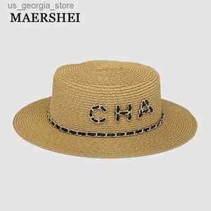 Chapeaux à bord large chapeau seau de panama pour femmes chapeau d'été de plage de plage femme décontractée femme plate brim str hat girls hat hat chapeu womens str hat y240319