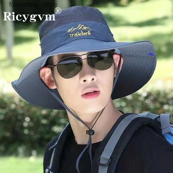 Large Brim Hats Bucket Hats RICYGVM hommes Camouflage pêcheur chapeau pour la chasse randonnée en plein air pare-soleil mâle militaire tactique US armée chapeau grand bord seau C L240305