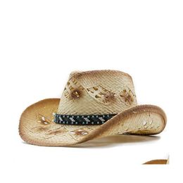 Brede rand hoeden emmer hoeden eenvoudige handgemaakte natuurlijke zonnehoed voor mannen en vrouwen zomerhoeden gepersonaliseerd western meisje cowboy st strand dhyi2