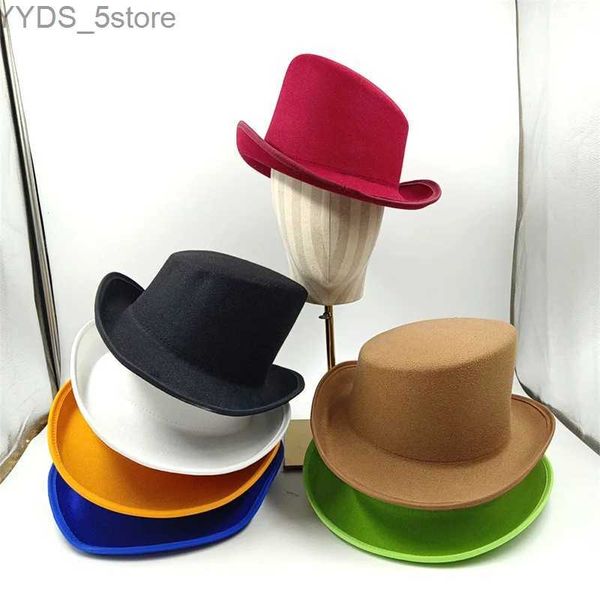 Chapeaux à larges bords Chapeaux de seau Chapeaux haut inclinés Hommes solide Fedora Casquette présidentielle chapeau de magicien Personnalité en gros gentleman sombrero British Curl Top Hat YQ231116