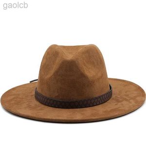 Chapeaux à large bord chapeaux seau solide daim Fedoras Panama feutre chapeau hommes jazz chapeau Cowboy chapeau hiver hommes chapeau large bord chapeau 24323