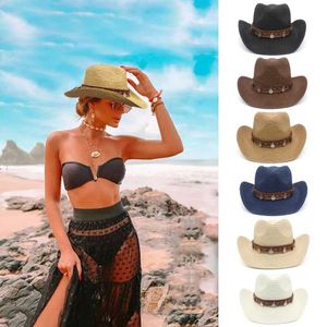 Chapeaux à bord large chapeau seau de godet printemps et d'été femme Str vintage dentelle bronzage de style occidental chapeau denim adapté aux voyages de loisirs pour hommes J240425