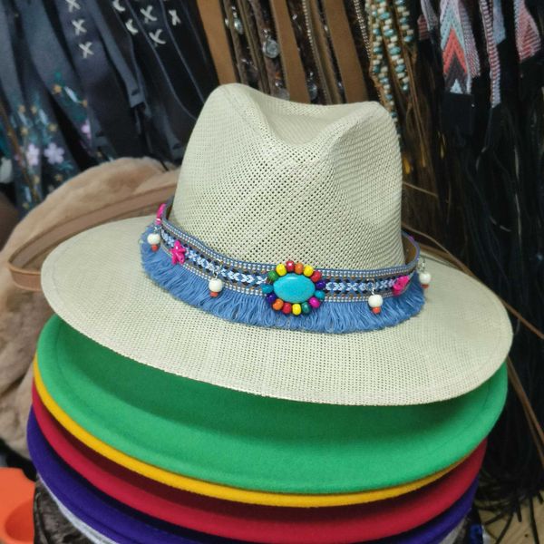 Chapeaux à bord large chapeau seau de paille Fedora chapeau pour hommes femmes en gros chapeau de paille Visor Vacation Hat de plage Sole