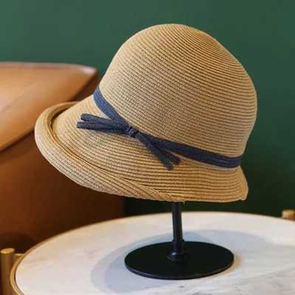 Chapeaux à bord large chapeau seau de seau d'été pliable str chapeau femme uv chapeau de soleil protecteur de température décontractée simple élégant houllon respirant chapeau J240425