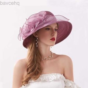 Chapeaux à bord large chapeau seau chapeaux d'été pour femmes organza fleur maigre chapeau chapere vacances hat de plage