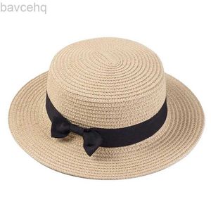 Brede rand hoeden emmer hoeden zomerhoeden voor vrouwen zon hoed strand dames mode flat brom bowknot panama dame casual zon hoeden voor vrouwen strom hoed 240407