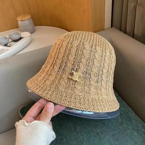 Brede rand hoeden emmer hoeden zomer gebreide emmer hoeden designer caps voor vrouwen ademende massieve dameshoeden