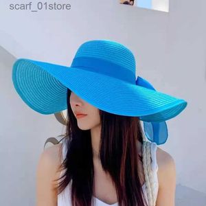 Brede rand hoeden emmer hoeden zomer strand Koreaanse stijl zee -big doek buiten zonbescherming zon hoed vakantie vouwen strat hatc24319